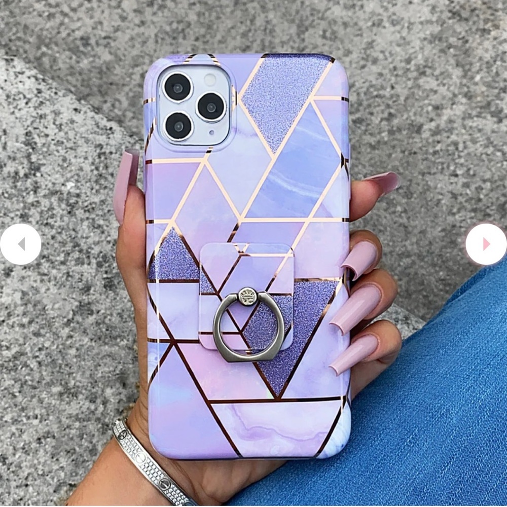 Velvet Caviar iPhone 11 Pro Max case in purple geometric marble